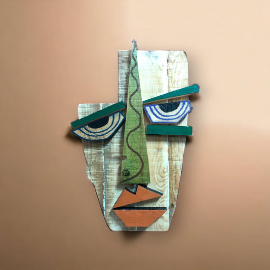 3D African Mask Wooden Wall Art, Colorful Wooden Cubism Wall Art, Gothic Abstract Office Decor, Picasso Wall Decor