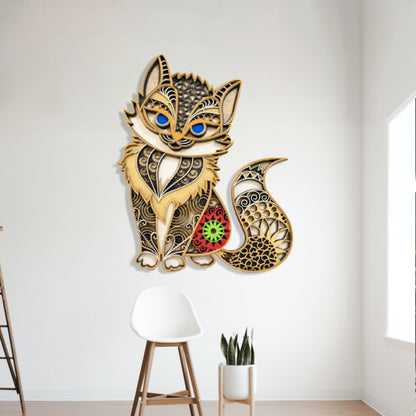 Cat Mandala Wall Hanging,3D Kitty Multilayer Wall Art, Handcrafted Multilayer Cat, Mandala Wall Art