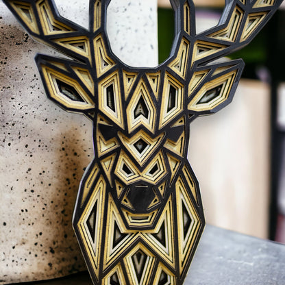 DEER MANDALA DECOR, Buck Wall Artwork, Multilayer Wall Art, Layered Wood Art, 3d Wooden Mandala Wall Art, Animal Lover Gift