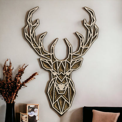 DEER MANDALA DECOR, Buck Wall Artwork, Multilayer Wall Art, Layered Wood Art, 3d Wooden Mandala Wall Art, Animal Lover Gift