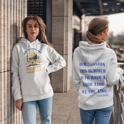 Unisex Back Front Outer Banks Hoodie - Pogue Life, Paradise On Earth, North Carolina, P4l, OBX,