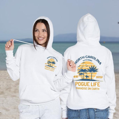 Outer Banks Hoodie - Pogue Life, Paradise On Earth, North Carolina, P4l, OBX, Surfing, Show, Series